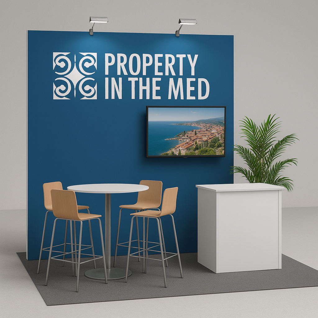 Exhibition booth mockup for Property in the Med by Mictrix